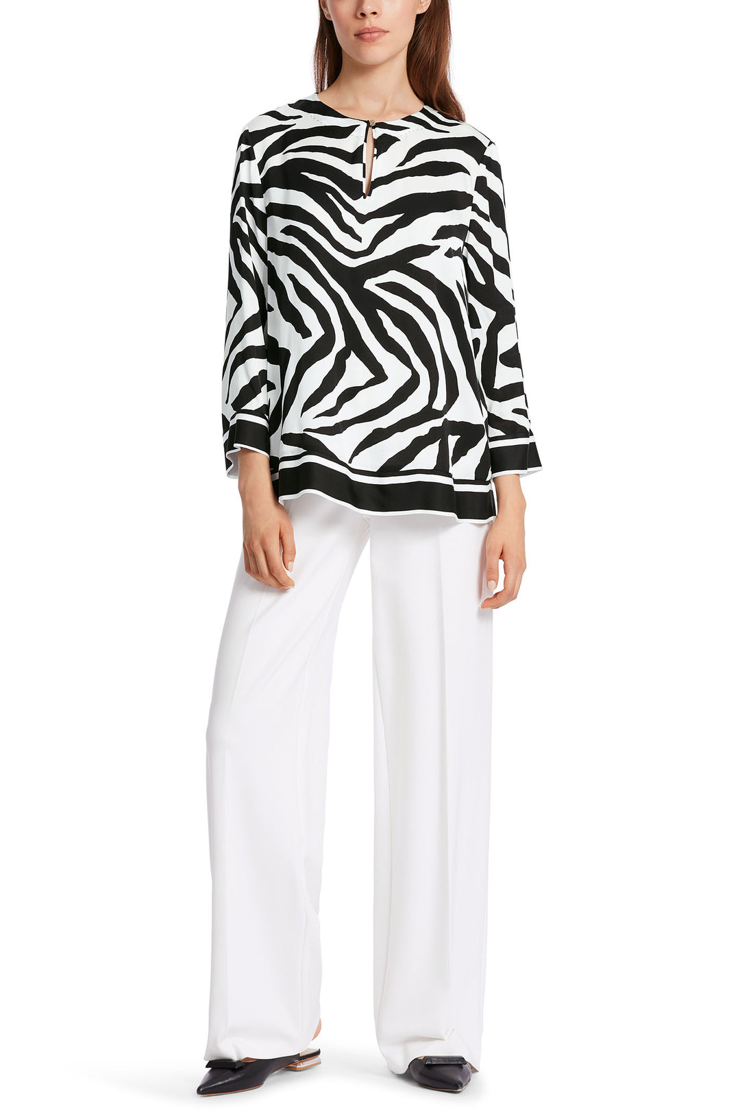 Marc Cain WC 51.28 W53 Black White Zebra Animal Print Top - Olivia Grace Fashion