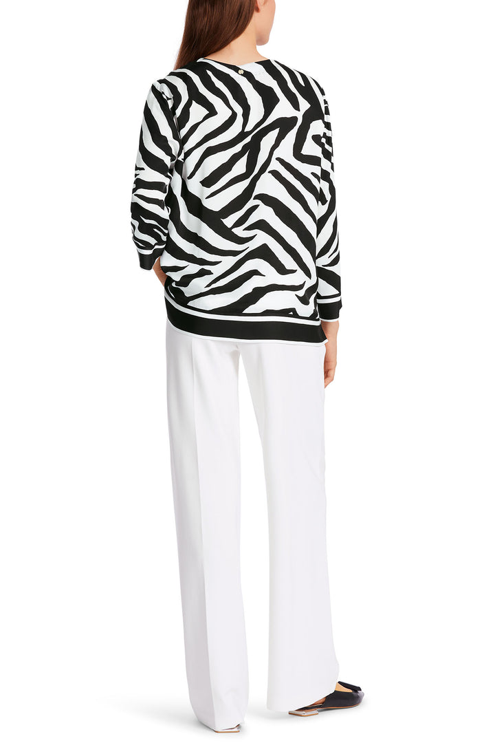 Marc Cain WC 51.28 W53 Black White Zebra Animal Print Top - Olivia Grace Fashion