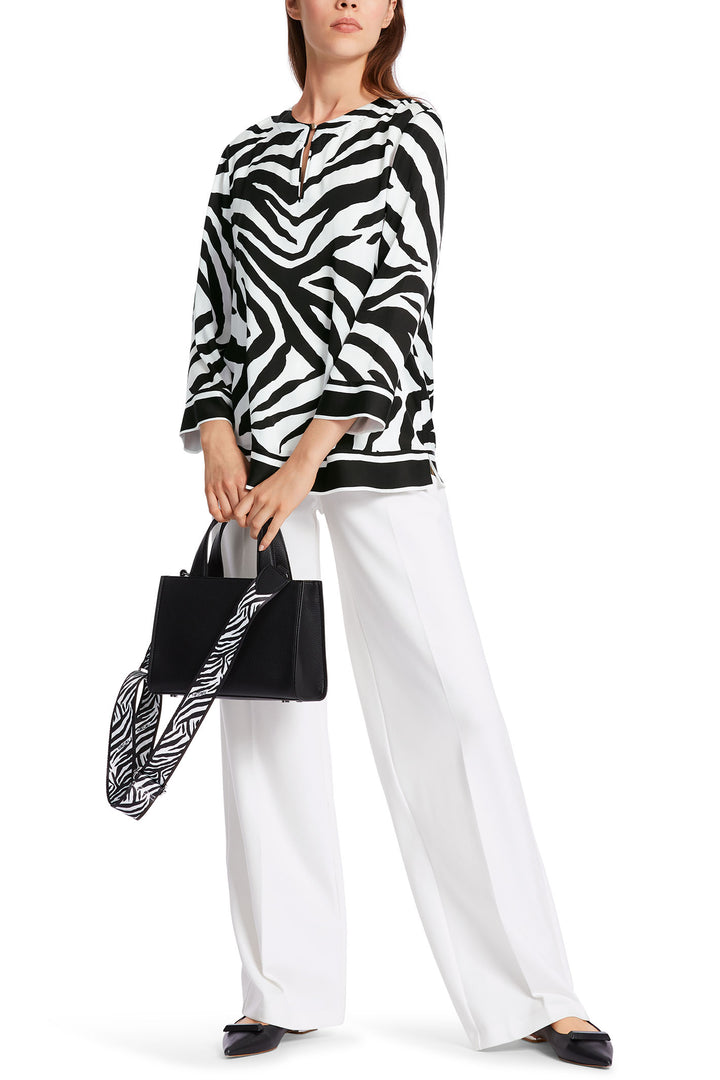 Marc Cain WC 51.28 W53 Black White Zebra Animal Print Top - Olivia Grace Fashion