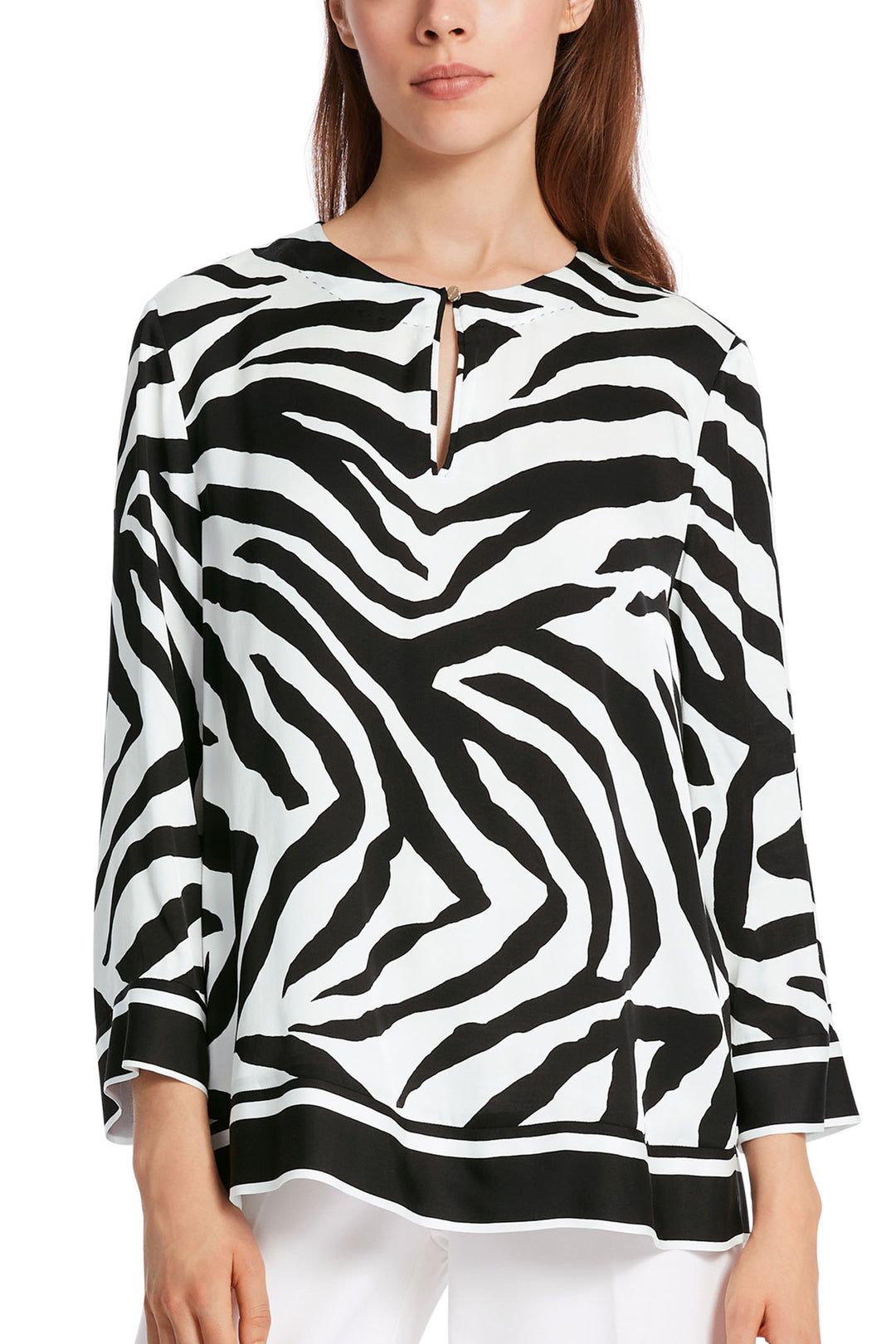 Marc Cain WC 51.28 W53 Black White Zebra Animal Print Top - Olivia Grace Fashion