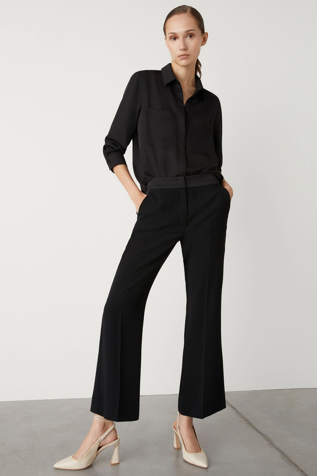 Marella Belair 2413131063200 Black Crepe Kick Flare Trousers - Olivia Grace Fashion