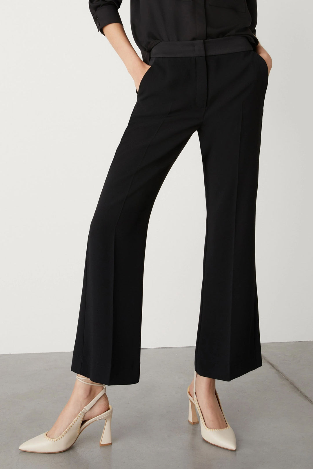 Marella Belair 2413131063200 Black Crepe Kick Flare Trousers - Olivia Grace Fashion