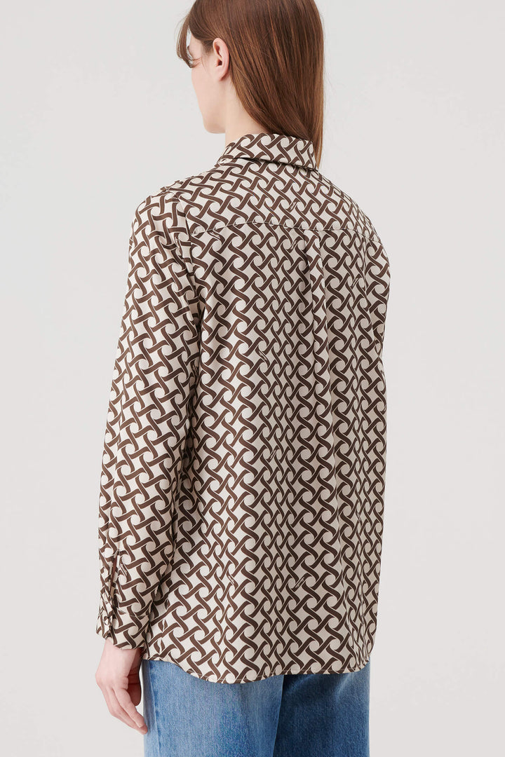 Marella Best 2331160837200 Ivory Chains Print Shirt - Olivia Grace Fashion