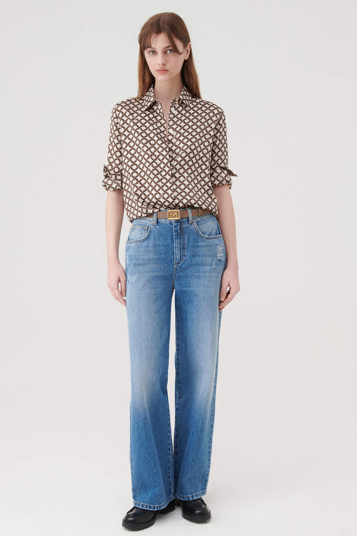 Marella Best 2331160837200 Ivory Chains Print Shirt - Olivia Grace Fashion
