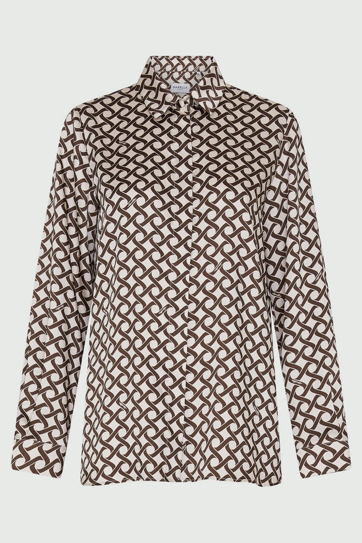 Marella Best 2331160837200 Ivory Chains Print Shirt - Olivia Grace Fashion