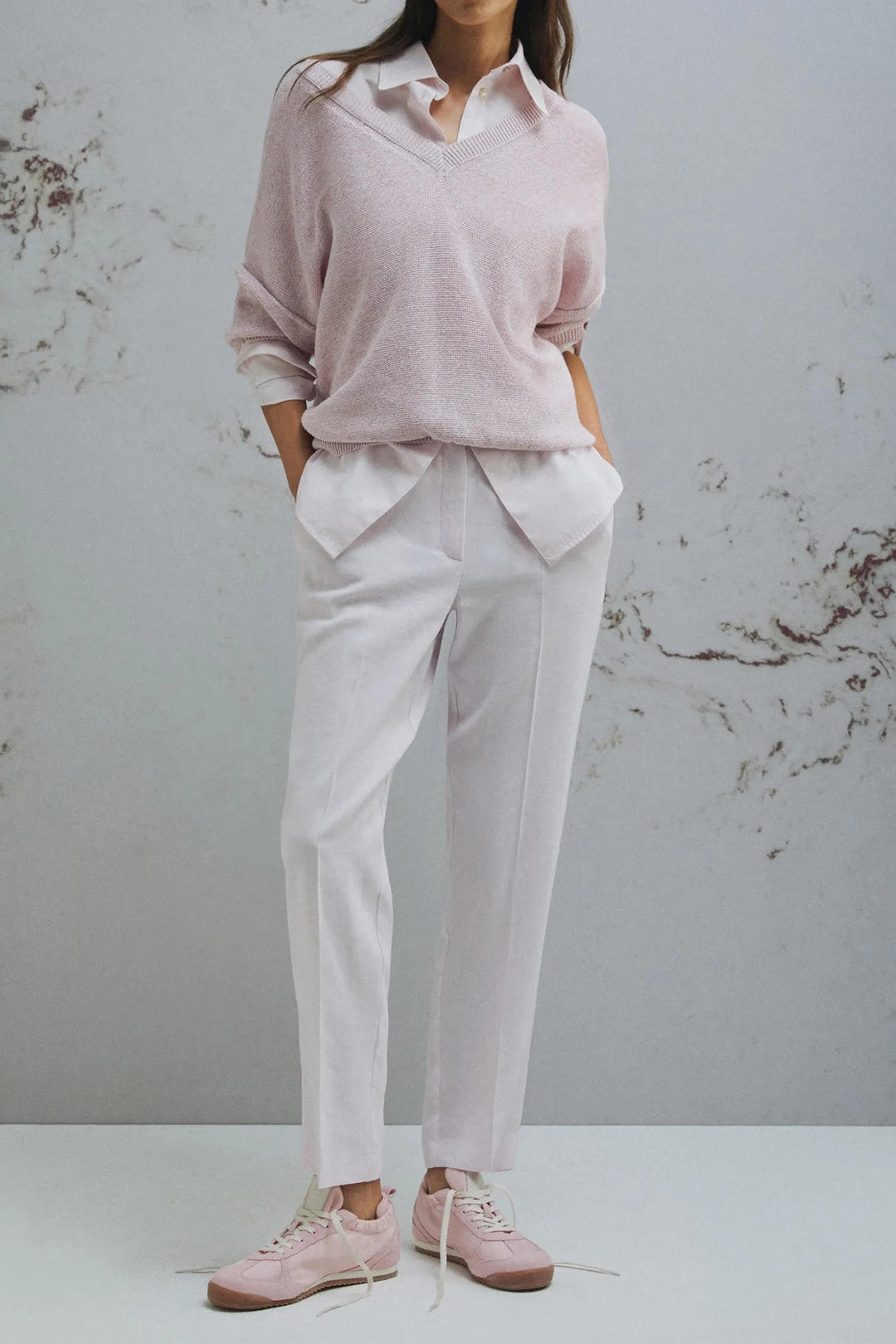 Marella Caro Pink Linen Mix Pull-On Trousers 2613131045200
