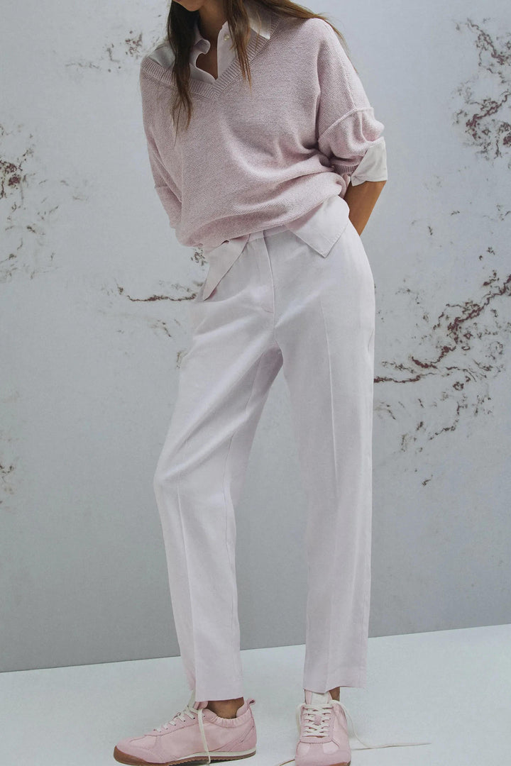 Marella Caro Pink Linen Mix Pull-On Trousers 2613131045200