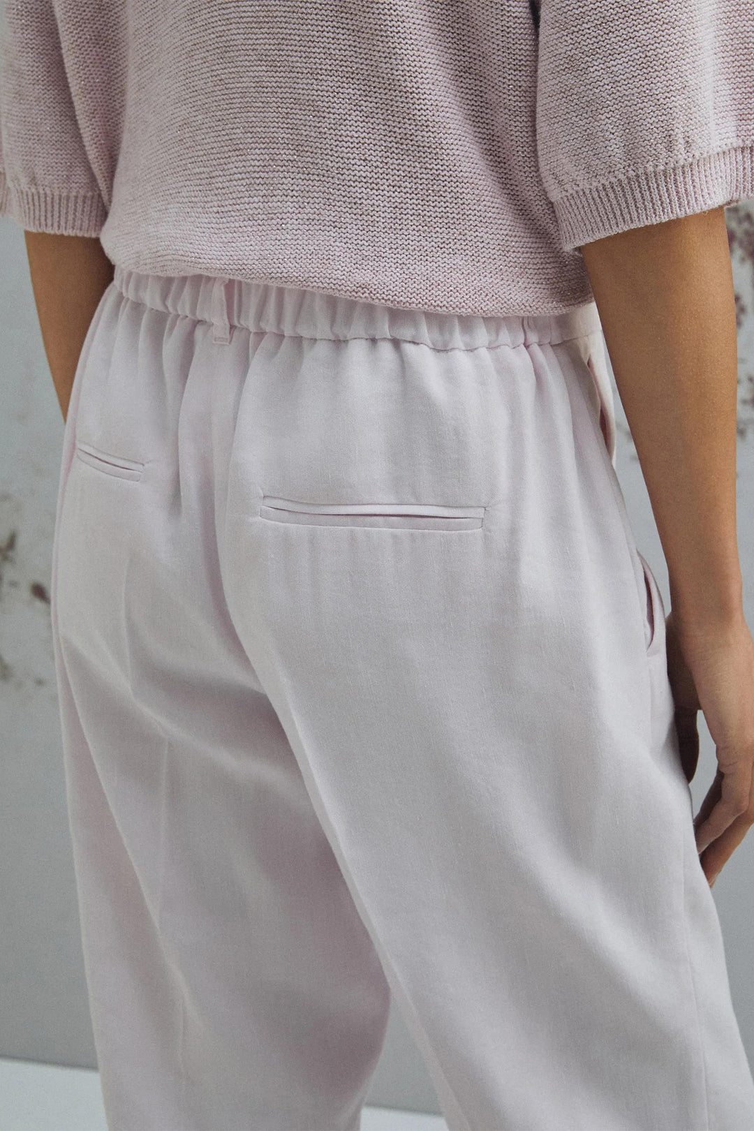 Marella Caro Pink Linen Mix Pull-On Trousers 2613131045200