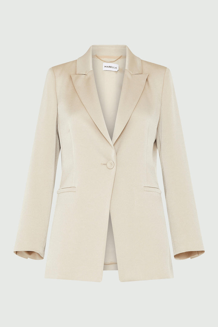Marella Cecil 2330460638200 Natural Beige One Button Jacket - Olivia Grace Fashion