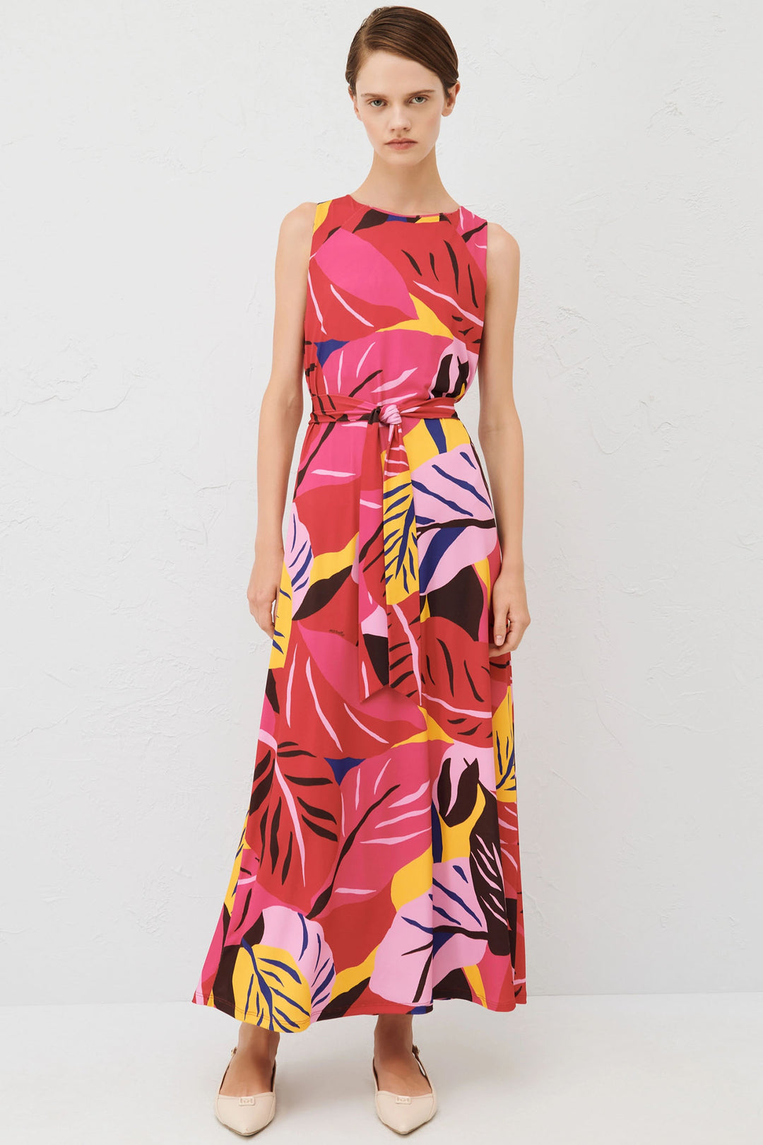 Marella Eracle 2413621054200 Ruby Pink Tropical Print Sleeveless Dress - Olivia Grace Fashion