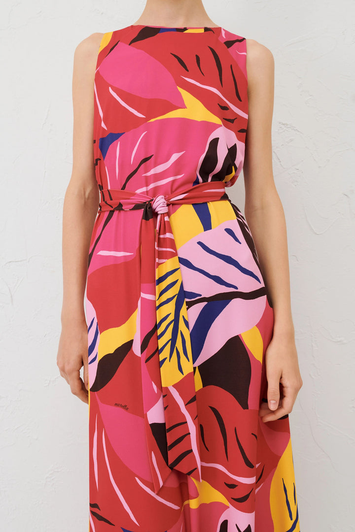 Marella Eracle 2413621054200 Ruby Pink Tropical Print Sleeveless Dress - Olivia Grace Fashion