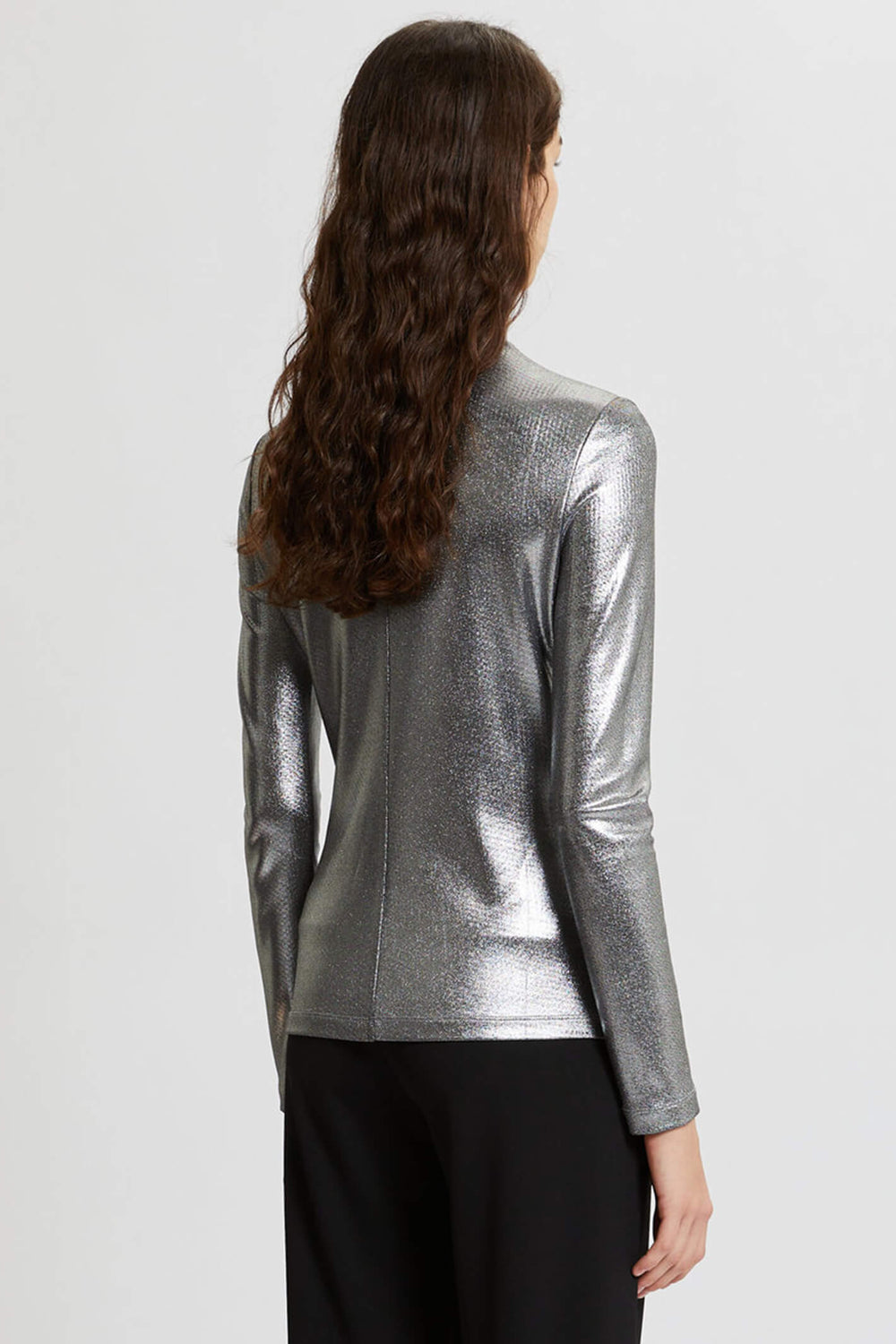 Marella Fervida 2339460336200 Black Silver Foiled Long Sleeve Top - Olivia Grace Fashion