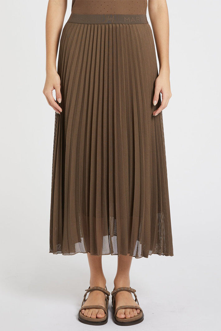 Marella Gabbia Brown Pleated Skirt 2613101085200