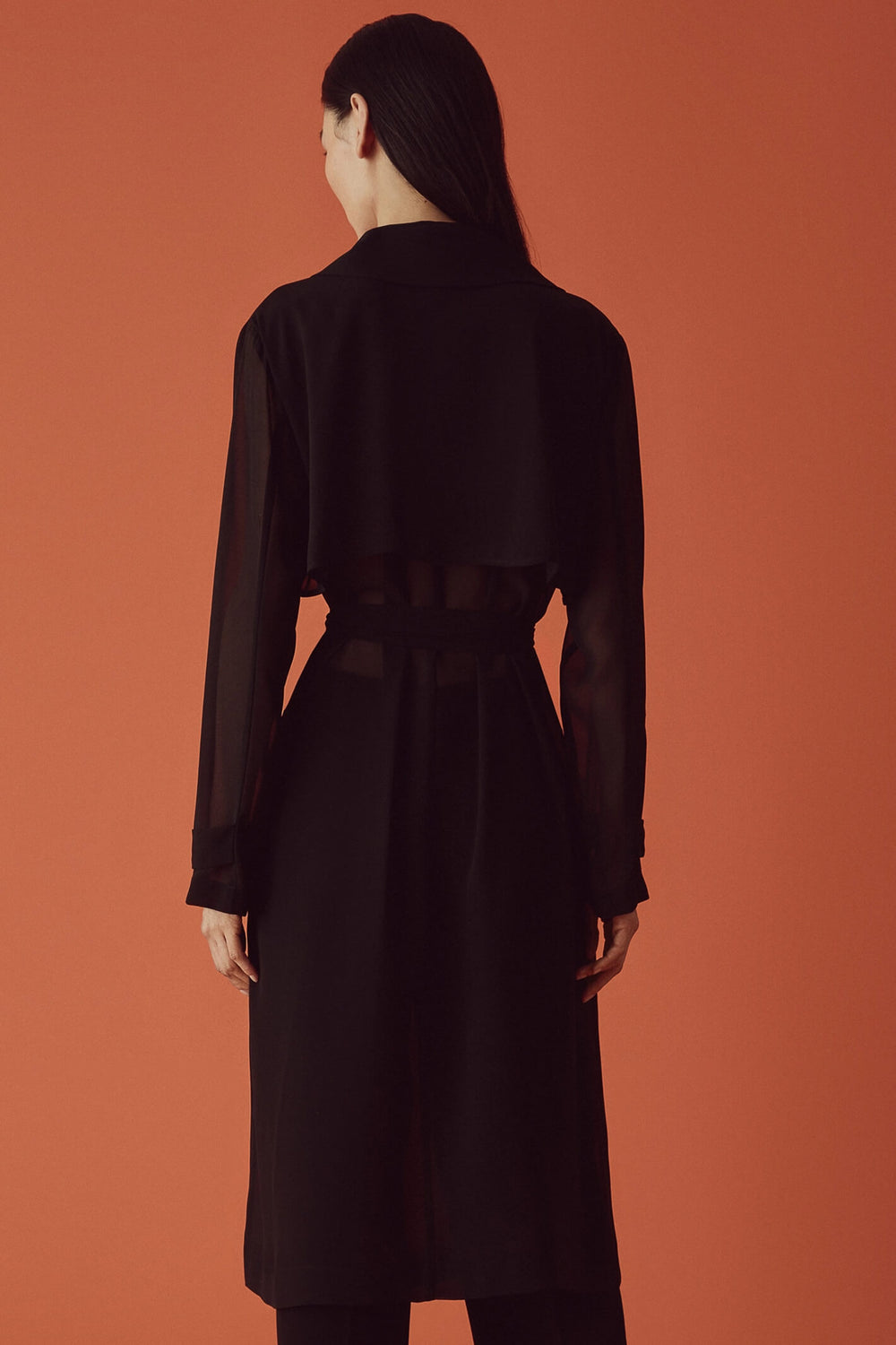Marella Galizia 2331260133200 Black Georgette Trench Coat - Olivia Grace Fashion