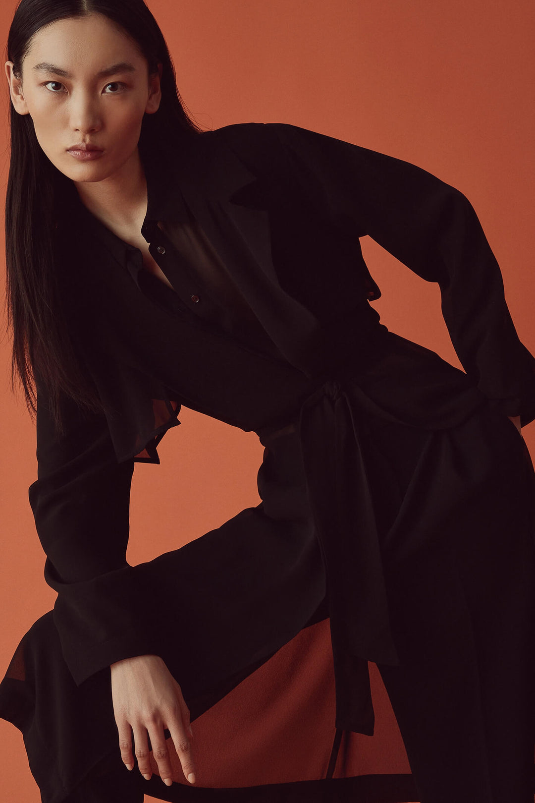 Marella Galizia 2331260133200 Black Georgette Trench Coat - Olivia Grace Fashion