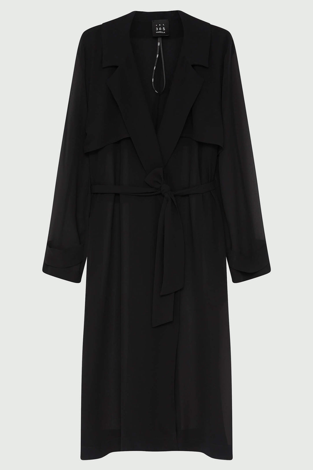 Marella Galizia 2331260133200 Black Georgette Trench Coat - Olivia Grace Fashion