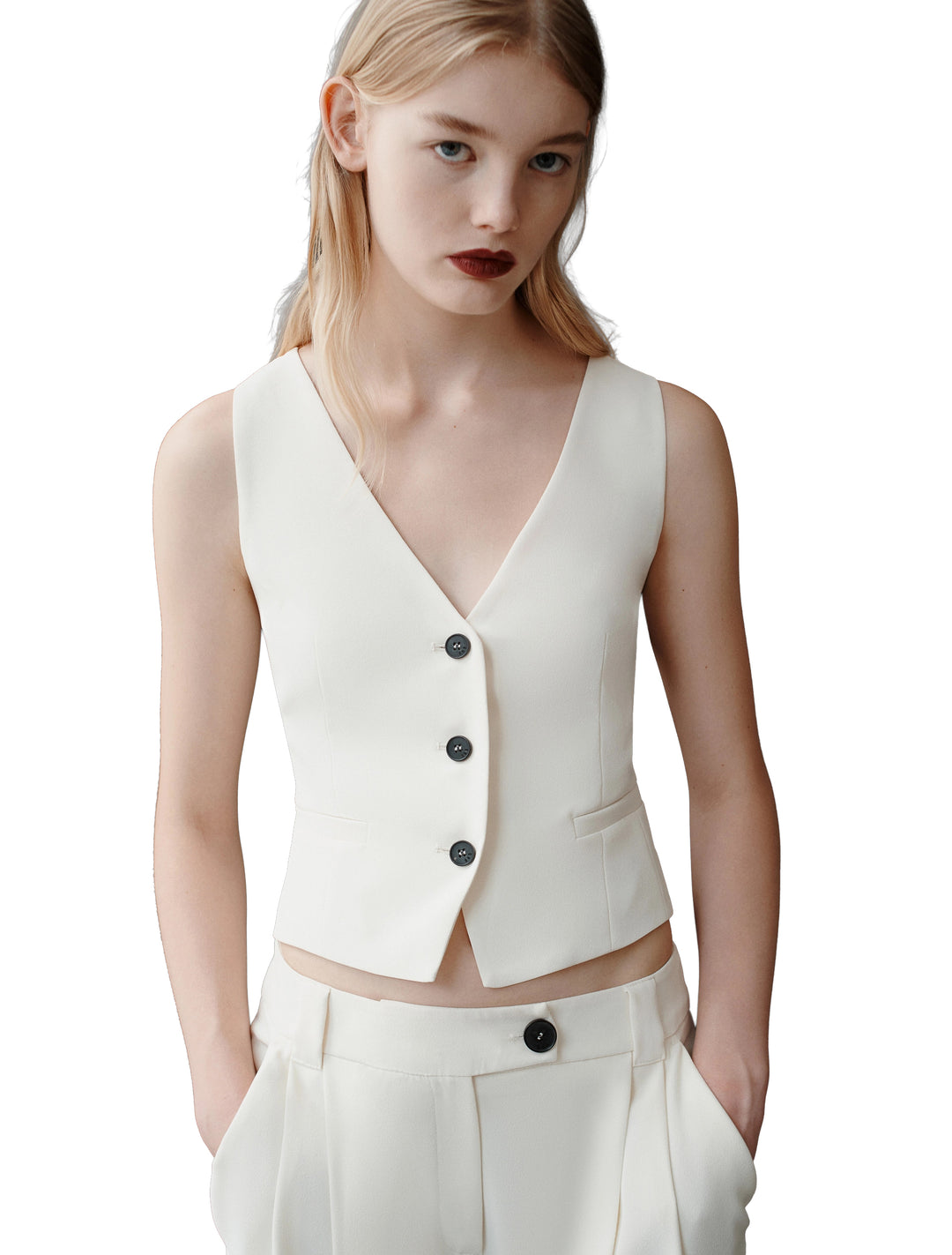 Marella Giberna Wool White Waistcoat Art. 365 - Olivia Grace Fashion