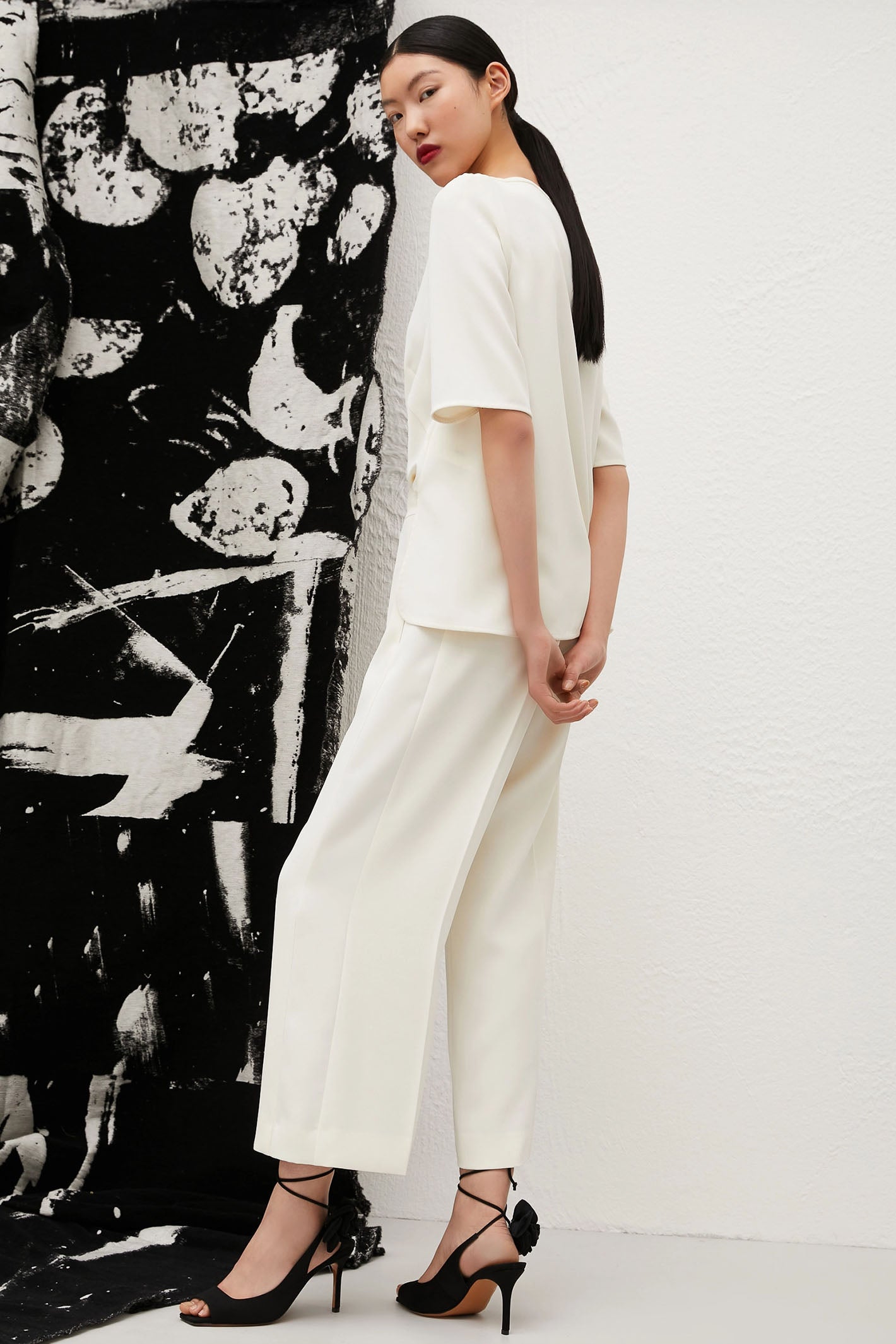 Marella Grace Trousers Cropped Wool White Art 365