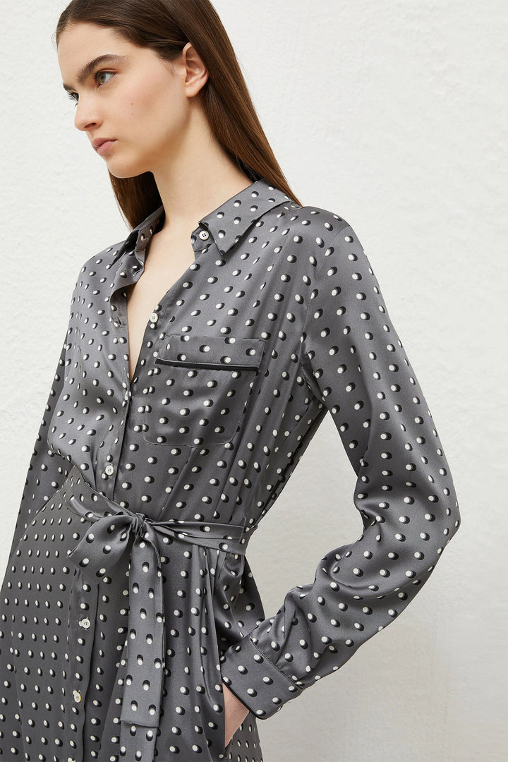 Marella Lugano 2423226211200 Optical Grey Spot Print Dress - Olivia Grace Fashion