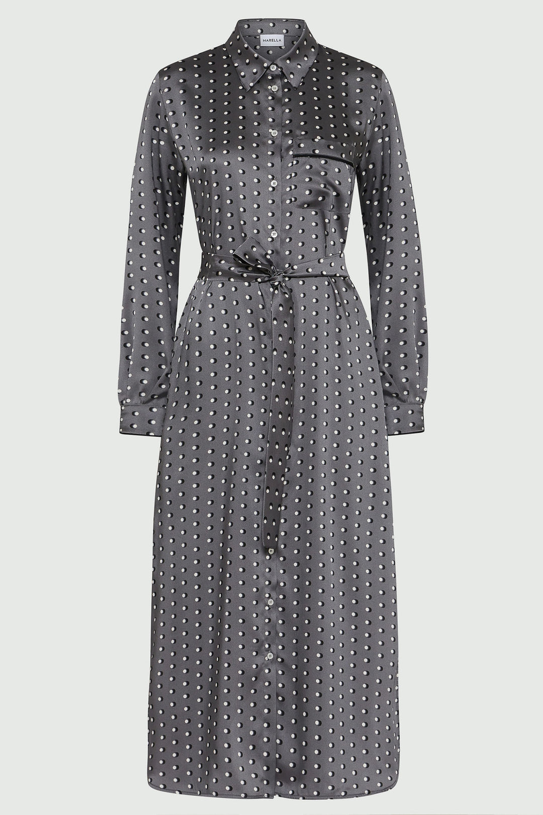 Marella Lugano 2423226211200 Optical Grey Spot Print Dress - Olivia Grace Fashion