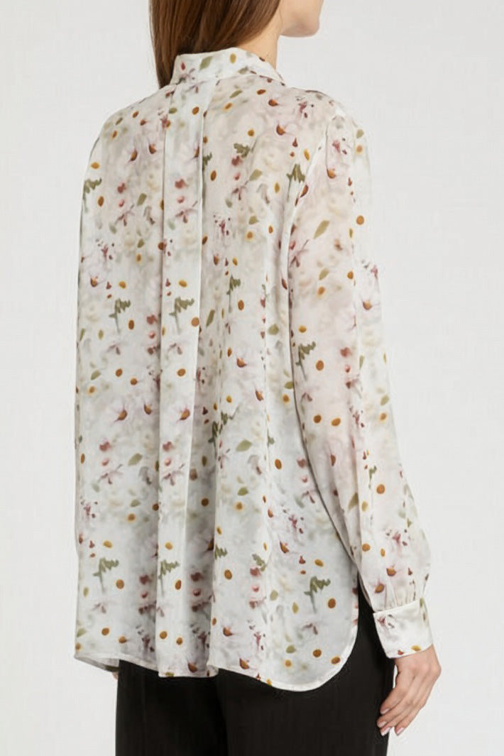 Marella MLLCANAPA White Print Ruffle Front Shirt 2613111151200