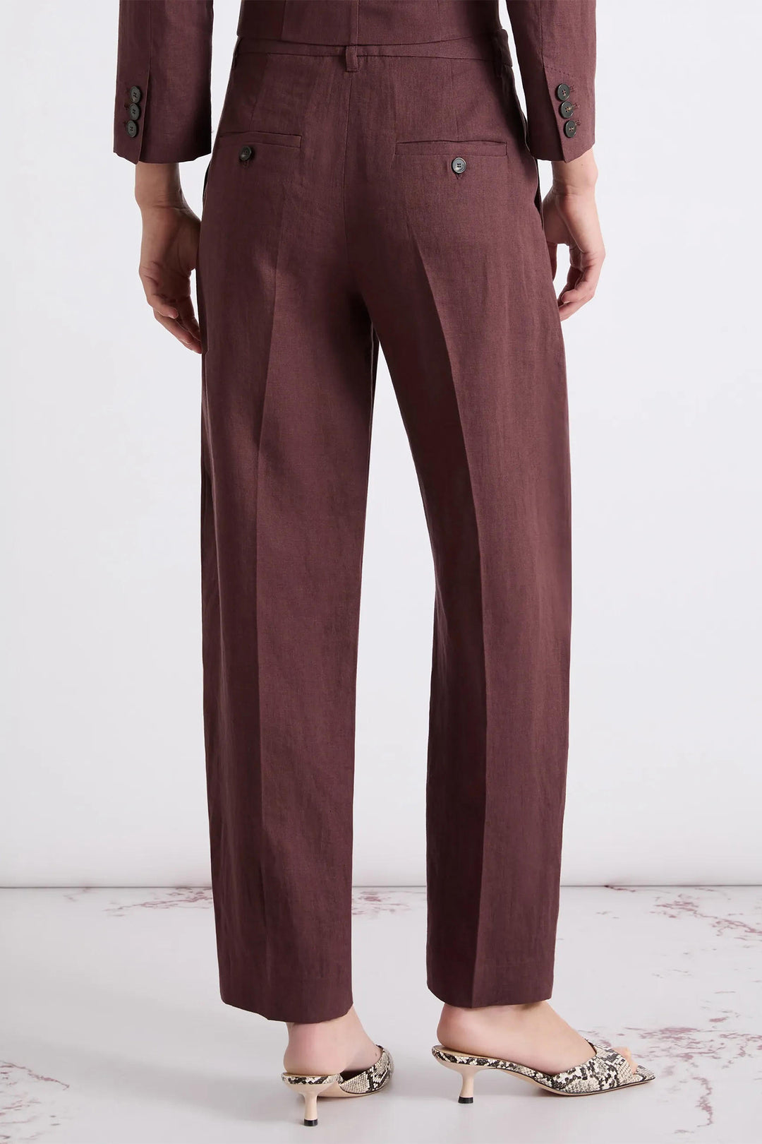 Marella MLLFragola Brown Linen Canvas Chino Trousers 2613131052200