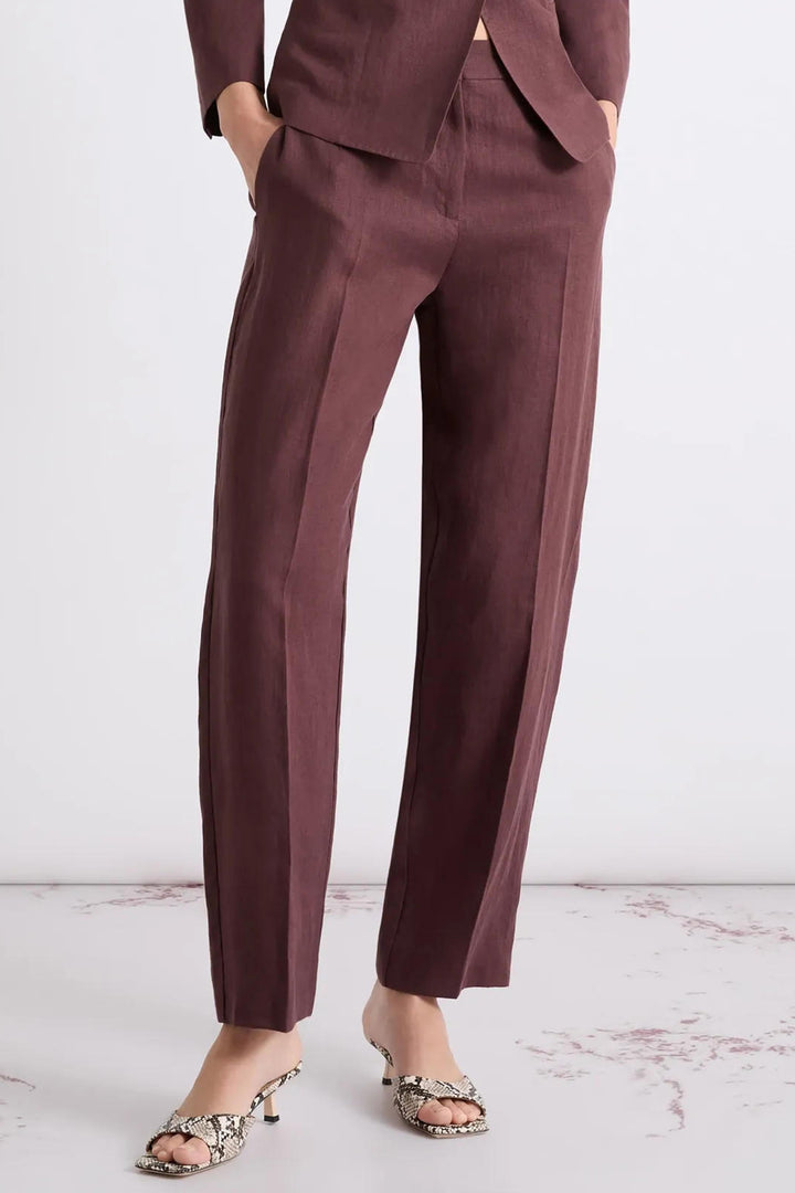 Marella MLLFragola Brown Linen Canvas Chino Trousers 2613131052200