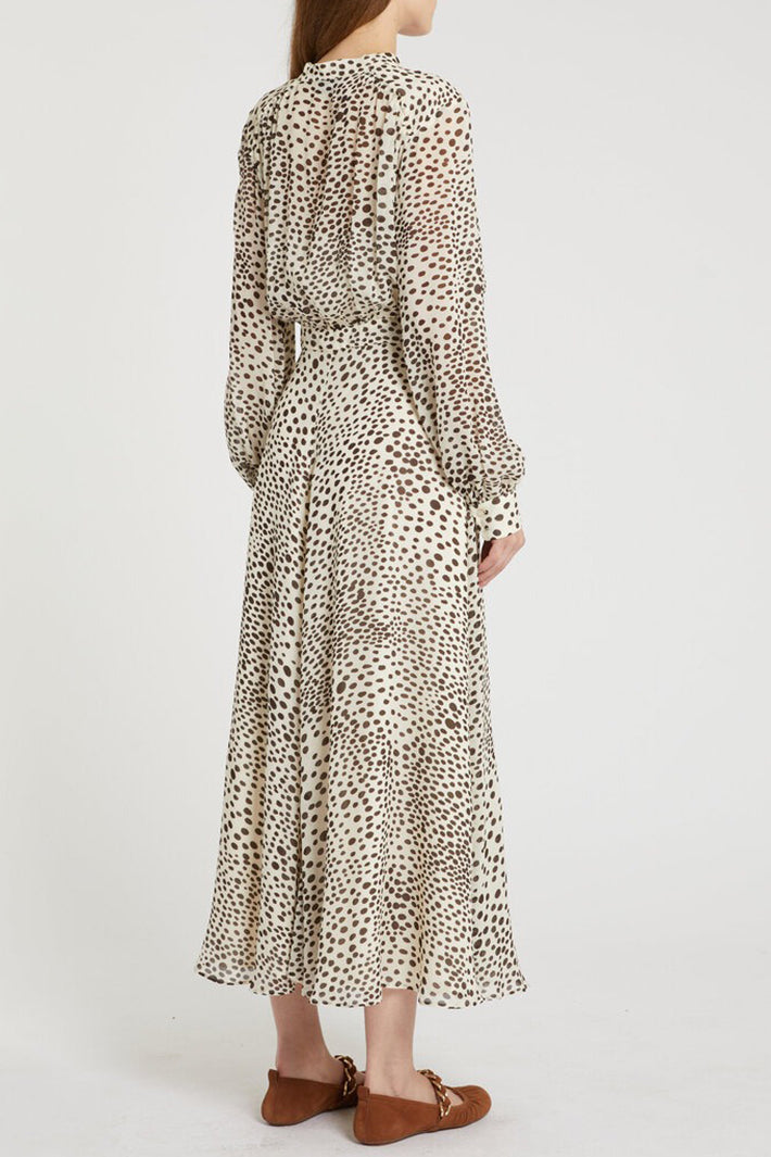 Marella MLLMASTRO Cream Spot Print Long Sleeve Dress 2613221151200