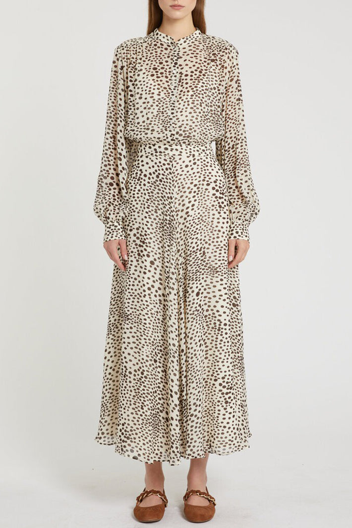 Marella MLLMASTRO Cream Spot Print Long Sleeve Dress 2613221151200