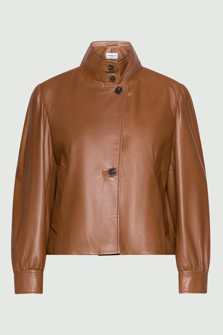 Marella MLSSALETTA Tobacco Brown Real Soft Leather Jacket