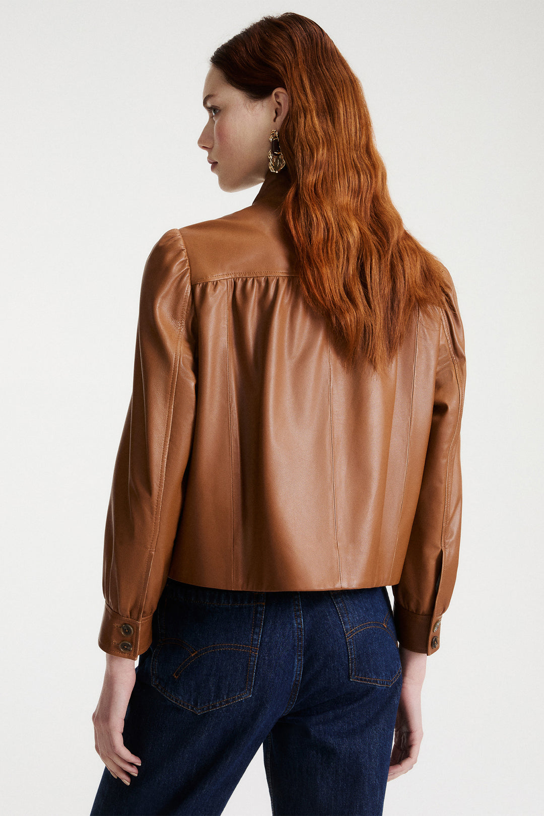 Marella MLSSALETTA Tobacco Brown Real Soft Leather Jacket