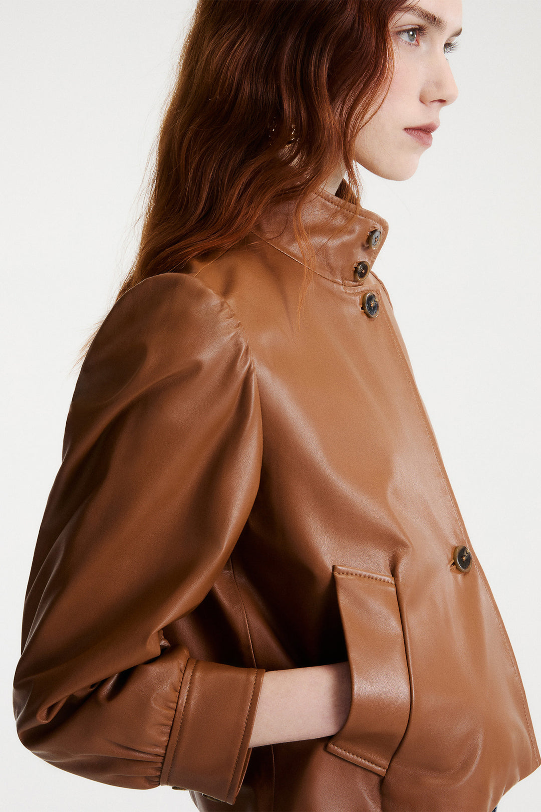 Marella MLSSALETTA Tobacco Brown Real Soft Leather Jacket