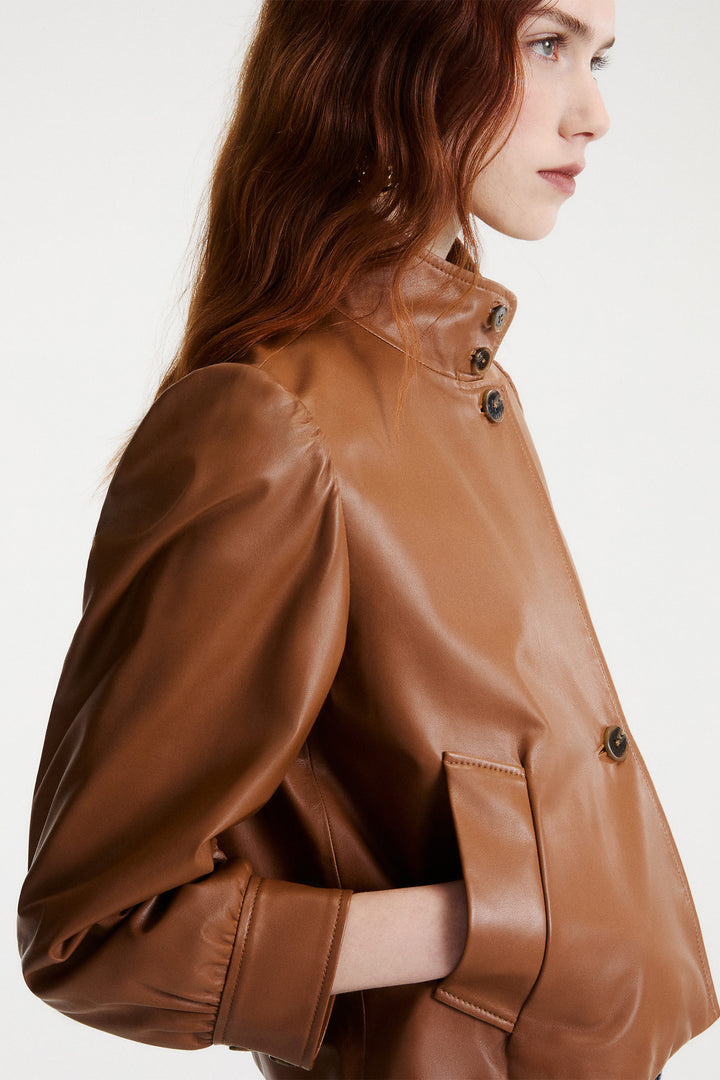 Marella MLSSALETTA Tobacco Brown Real Soft Leather Jacket
