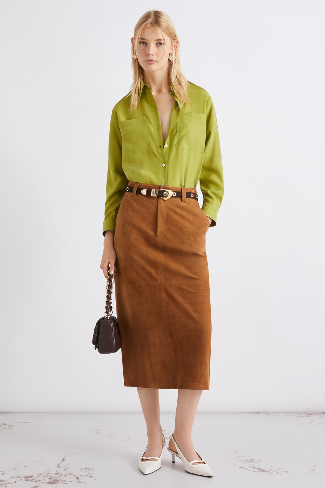 Marella MLSMARTE Green Silk Shirt 2613111094200