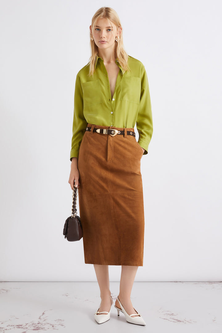 Marella MLSMARTE Green Silk Shirt 2613111094200