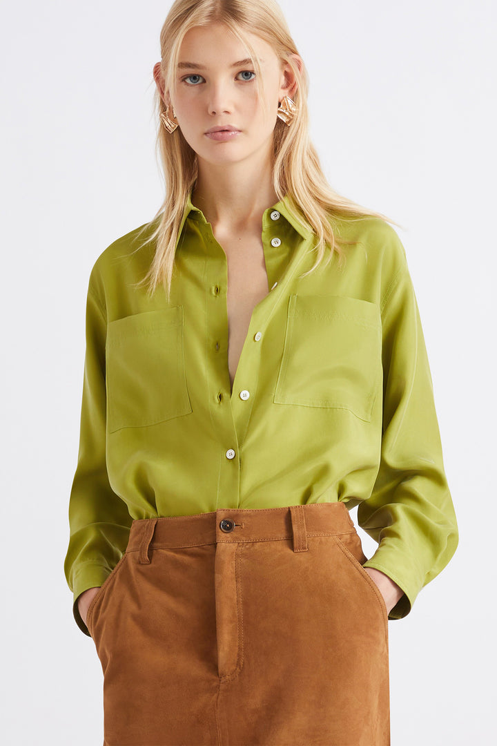 Marella MLSMARTE Green Silk Shirt 2613111094200