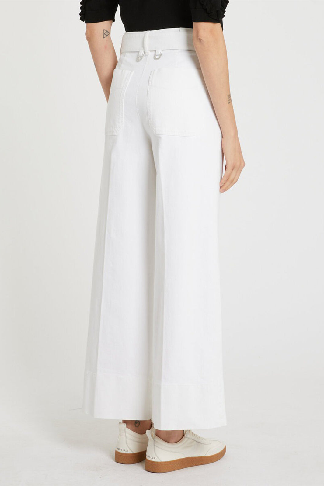Marella MLSNICCHIA1 White Garment Cotton Wide Leg Trousers 2613131214200