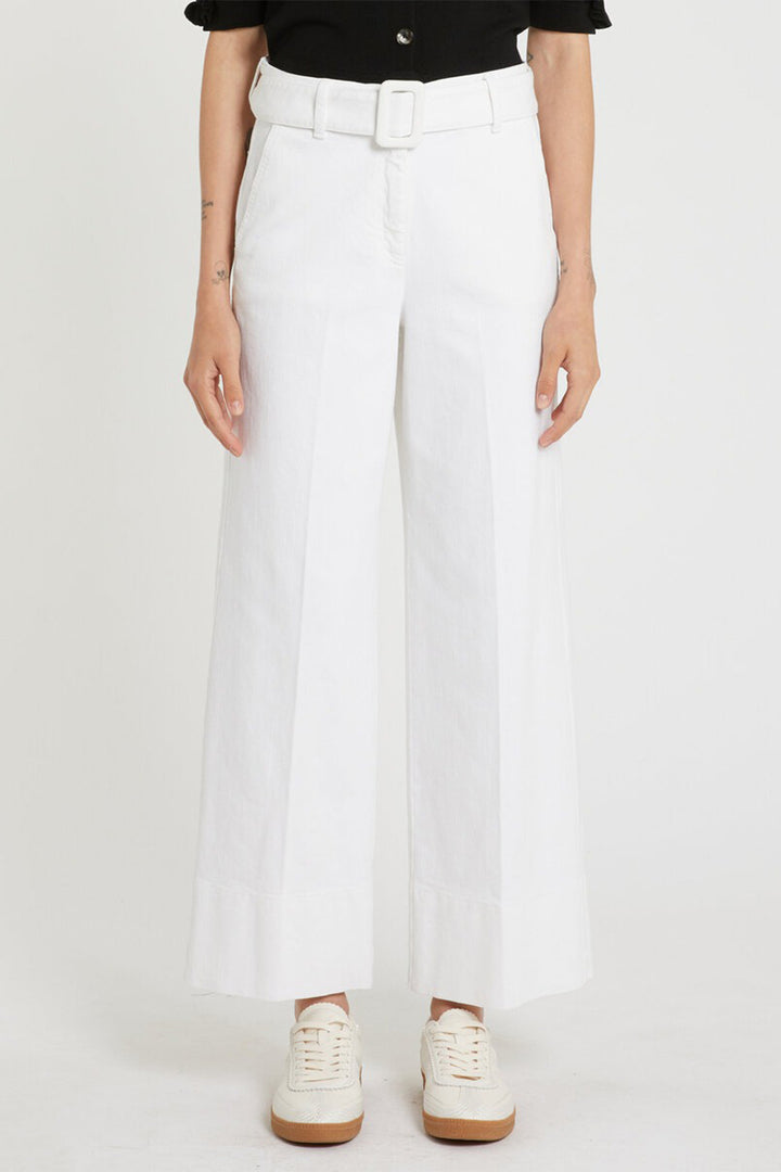 Marella MLSNICCHIA1 White Garment Cotton Wide Leg Trousers 2613131214200