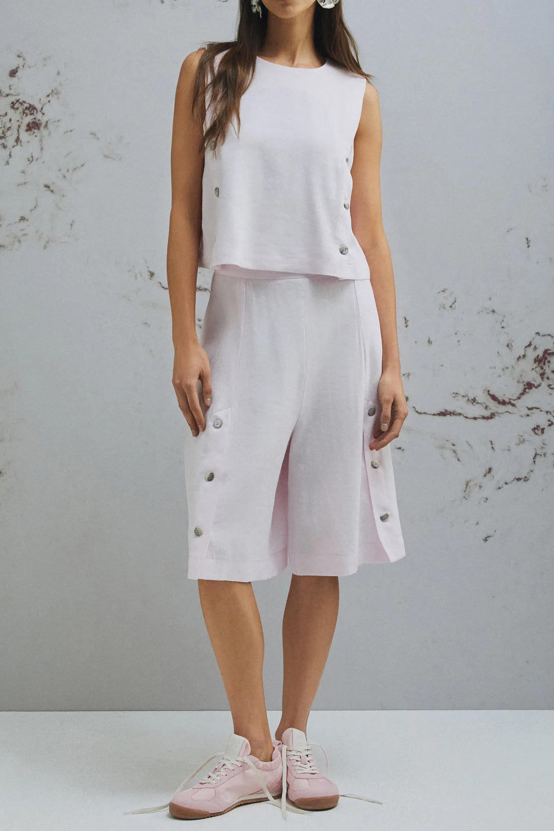 Marella MLUnione Pink Linen Mix Sleeveless Top 2613161025200