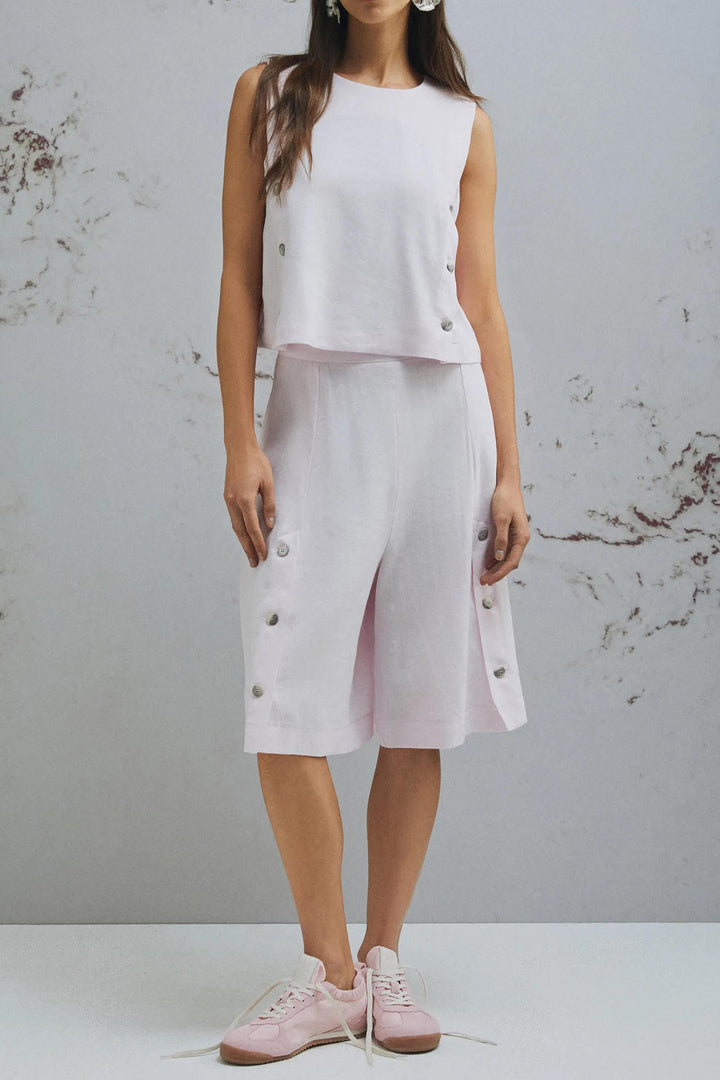 Marella MLUnione Pink Linen Mix Sleeveless Top 2613161025200