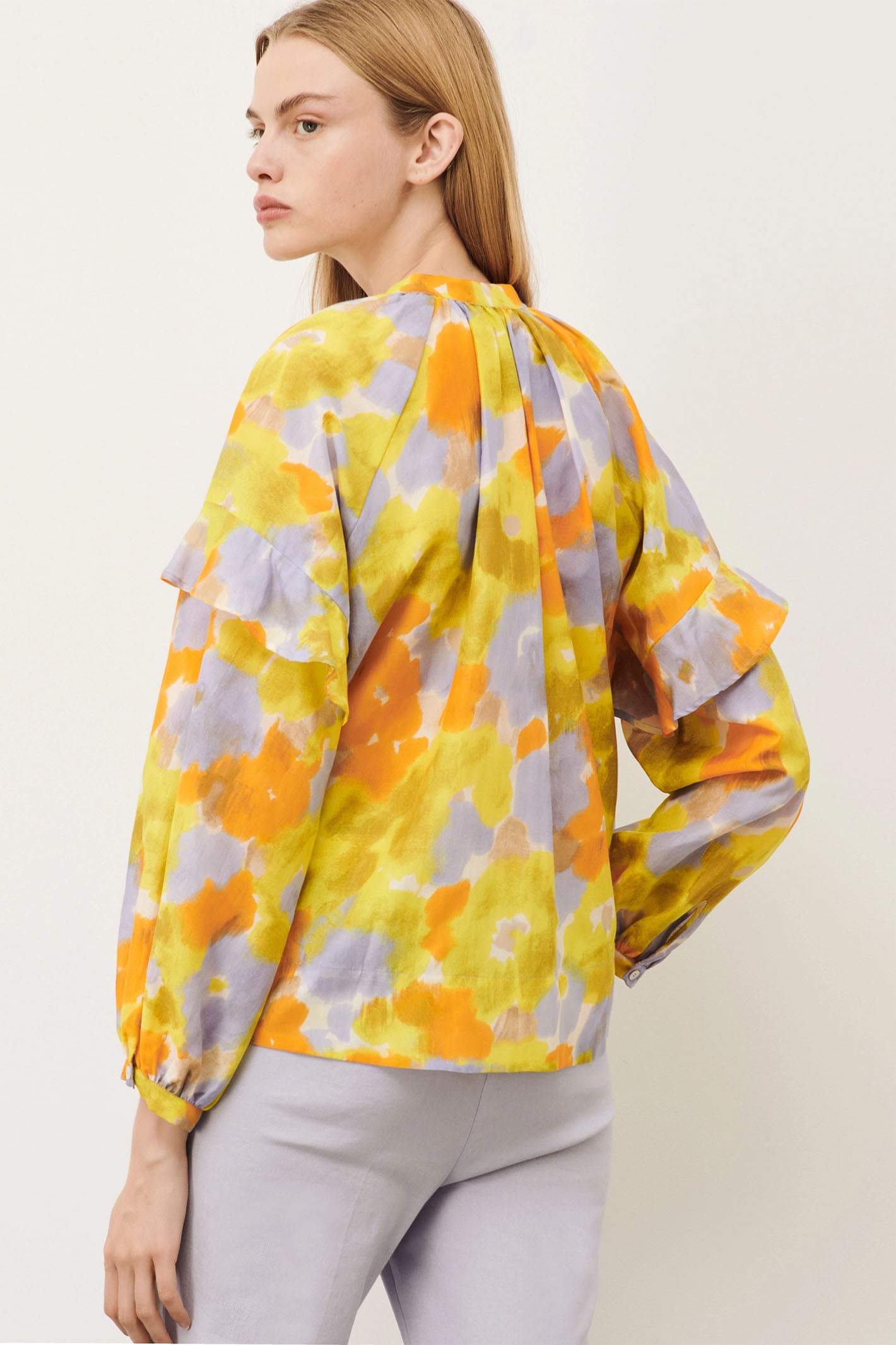 Marella Modane 2413111082200 Lavender Print Silk Mix Top