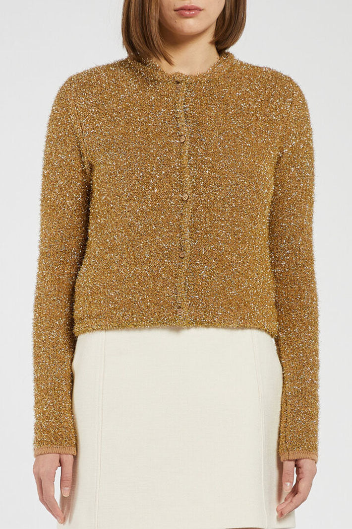 Marella MOXA1 Cardigan Gold Lurex 2423346162200 - Olivia Grace Fashion