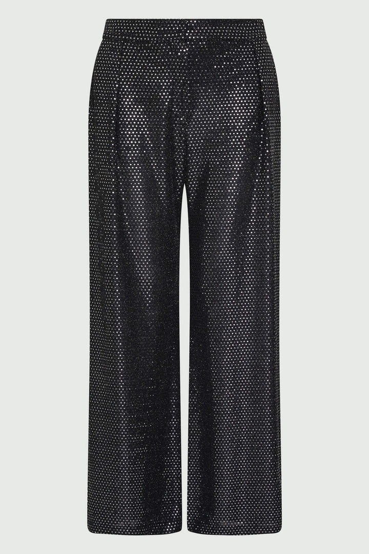 Marella Oronte 2337860937200 Black Metallic Wide Leg Trousers - Olivia Grace Fashion