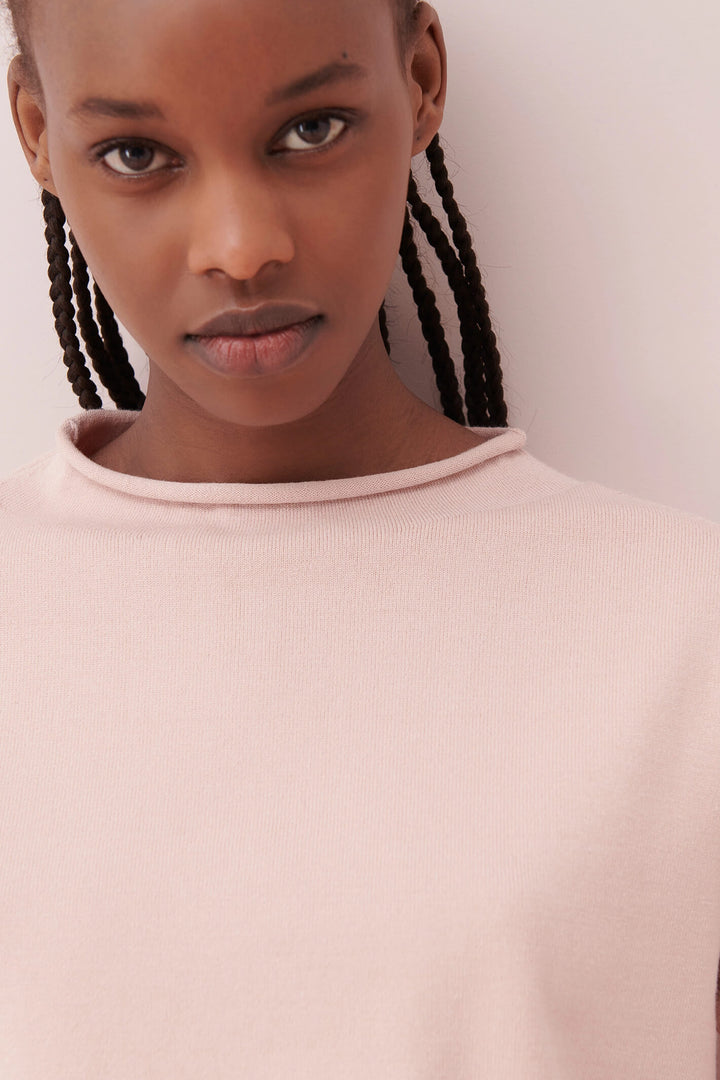 Marella Quebec 2333660339200 Nude Pink Curl Neck Jumper - Olivia Grace Fashion
