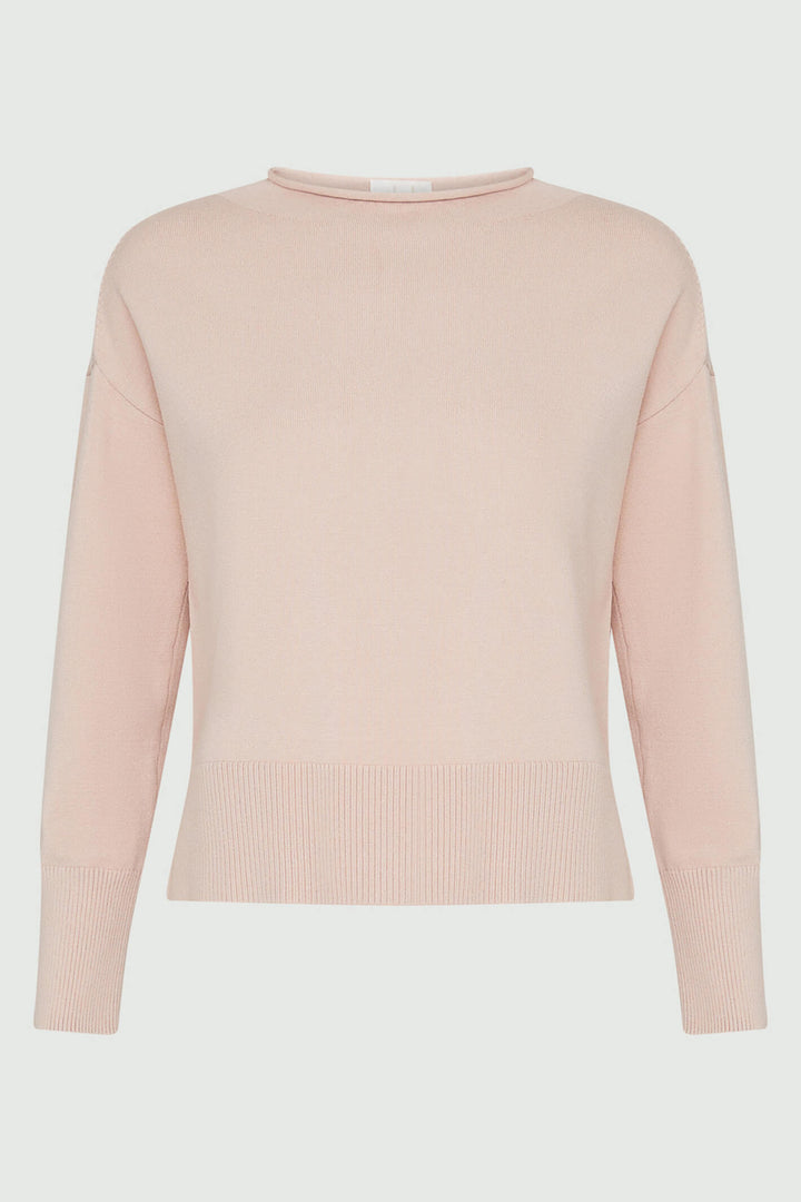 Marella Quebec 2333660339200 Nude Pink Curl Neck Jumper - Olivia Grace Fashion