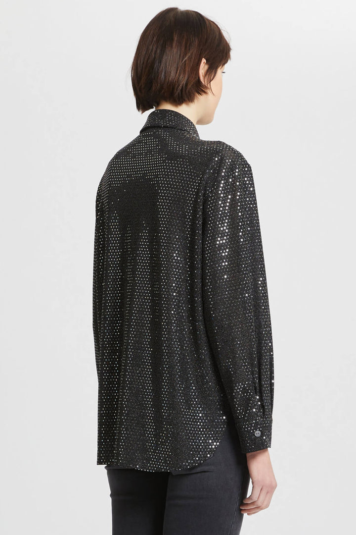 Marella Regal1 2339560237200 Black Metallic Sequin Shirt - Olivia Grace Fashion