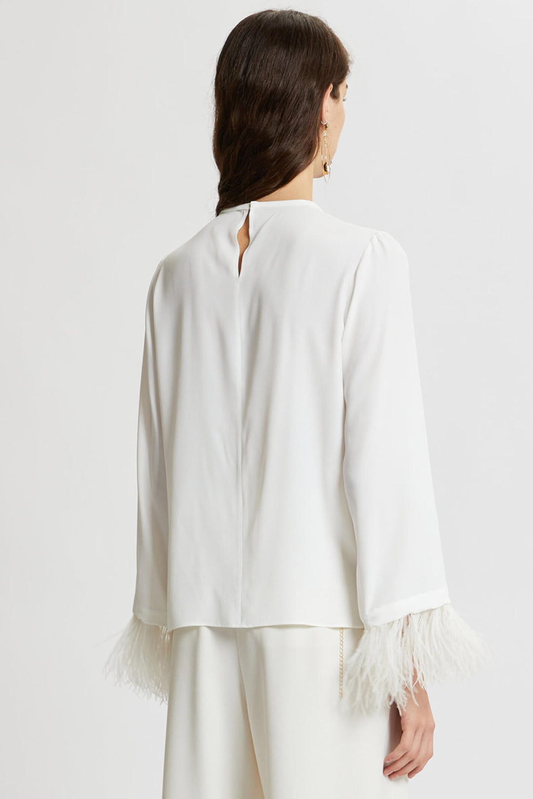 Marella Rivista 2331160936200 Cream Blouse With Feather Detail