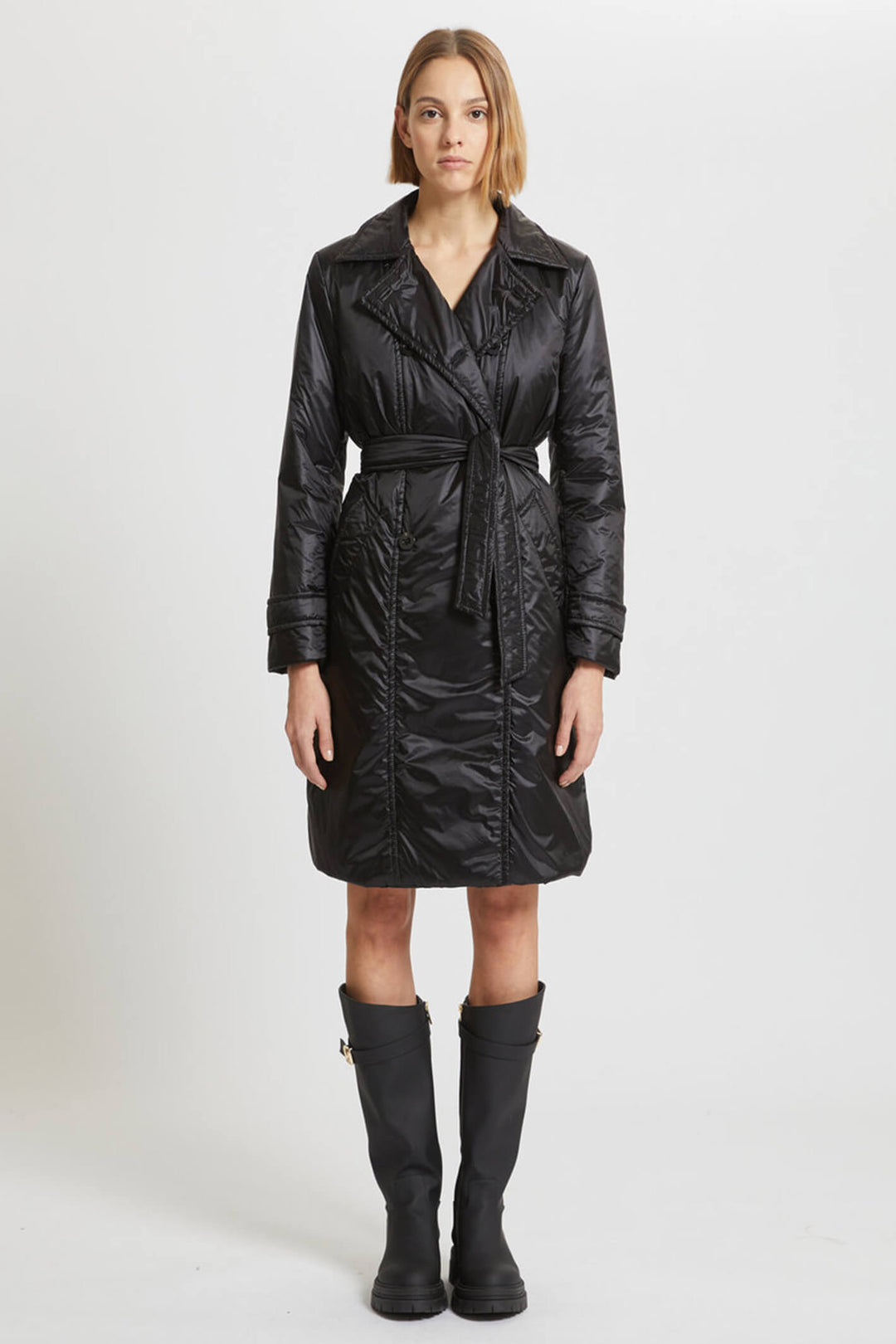 Marella Rosalia 2334960437200 Black Quilted Coat - Olivia Grace Fashion