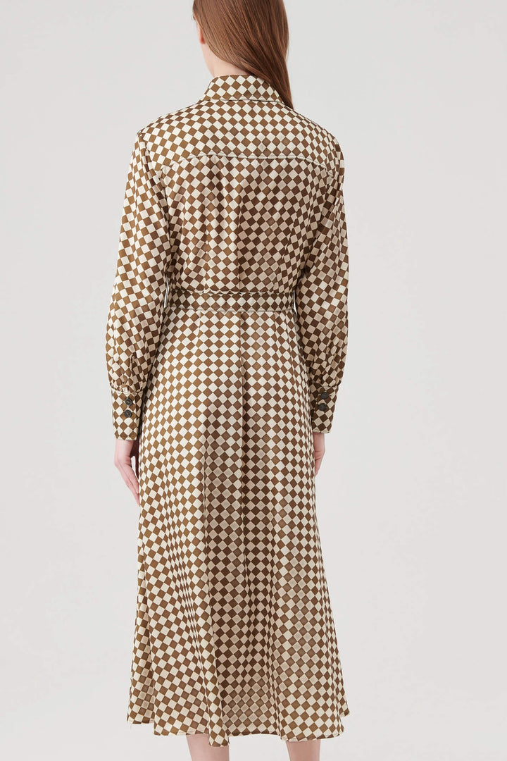 Marella Rovigo 2332261638200 Olive Green Print Shirt Dress - Olivia Grace Fashion