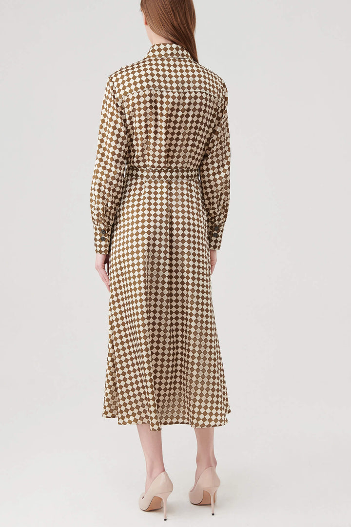 Marella Rovigo 2332261638200 Olive Green Print Shirt Dress - Olivia Grace Fashion